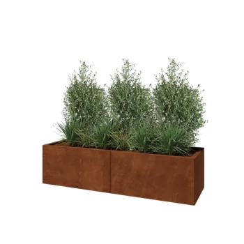 Kruka i cortenstål XXL - Rektangel - 160 x 50 x 40 cm - Med bottenplatta