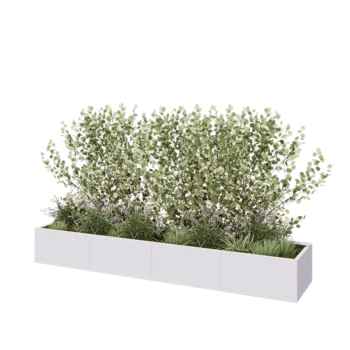 Kruka i stål XXL - Rektangel - 320 x 60 x 40 cm - RAL9010 matt (vit) - Utan bottenplatta
