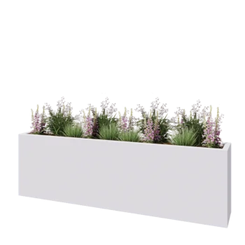 Kruka i polyester - Rektangel - 200 x 30 x 60 cm - RAL9010 matt (vit) - Med botten