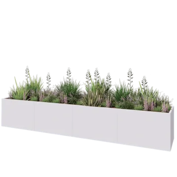 Kruka i stål XXL - Rektangel - 480 x 80 x 80 cm - RAL9010 matt (vit) - Utan bottenplatta