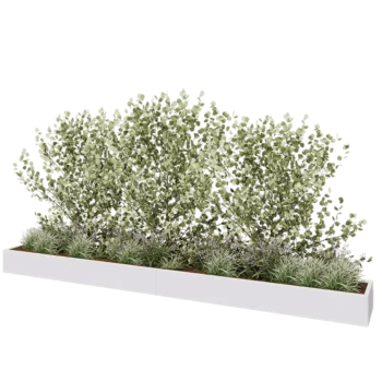 Kruka i stål XXL - Rektangel - 480 x 50 x 30 cm - RAL9010 matt (vit) - Med bottenplatta