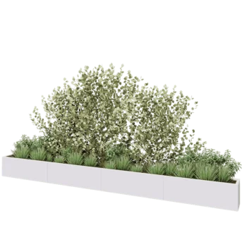 Kruka i stål XXL - Rektangel - 480 x 30 x 40 cm - RAL9010 matt (vit) - Utan bottenplatta