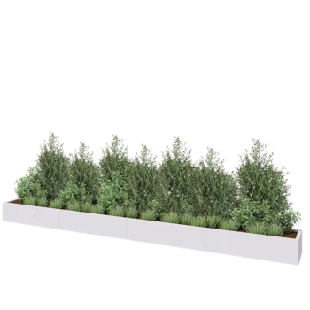 Kruka i stål XXL - Rektangel - 480 x 40 x 30 cm - RAL9010 matt (vit) - Med bottenplatta