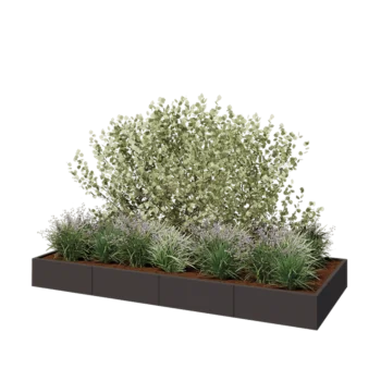 Kruka i stål XXL - Rektangel - 320 x 120 x 30 cm - RAL7016 matt (antracitgrå) - Utan bottenplatta