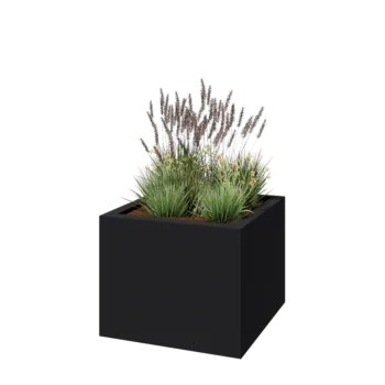 Kruka i polyester - Fyrkant - 100 x 100 x 80 cm - RAL7021 matt (svartgrå) - Med botten