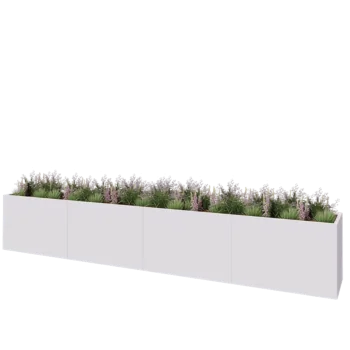 Kruka i stål XXL - Rektangel - 480 x 60 x 80 cm - RAL9010 matt (vit) - Med bottenplatta