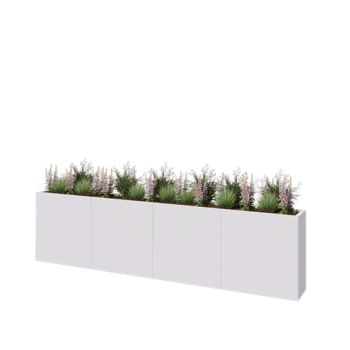 Kruka i stål XXL - Rektangel - 320 x 30 x 80 cm - RAL9010 matt (vit) - Med bottenplatta