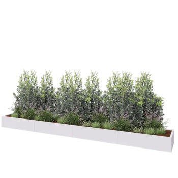 Kruka i stål XXL - Rektangel - 480 x 60 x 30 cm - RAL9010 matt (vit) - Med bottenplatta