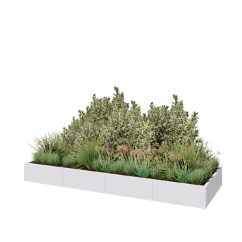 Kruka i stål XXL - Rektangel - 320 x 100 x 30 cm - RAL9010 matt (vit) - Utan bottenplatta