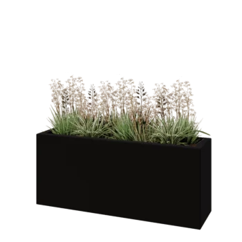 Kruka i polyester - Rektangel - 120 x 30 x 50 cm - RAL9005 matt (svart) - Med botten