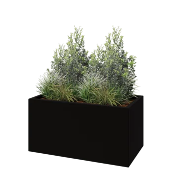 Kruka i polyester - Rektangel - 100 x 50 x 50 cm - RAL9005 matt (svart) - Med botten