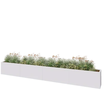 Kruka i stål XXL - Rektangel - 480 x 40 x 60 cm - RAL9010 matt (vit) - Utan bottenplatta