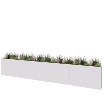 Kruka i stål XXL - Rektangel - 480 x 30 x 80 cm - RAL9010 matt (vit) - Med bottenplatta