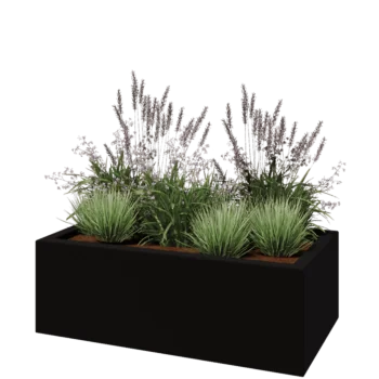 Kruka i polyester - Rektangel - 120 x 60 x 40 cm - RAL9005 matt (svart) - Med botten