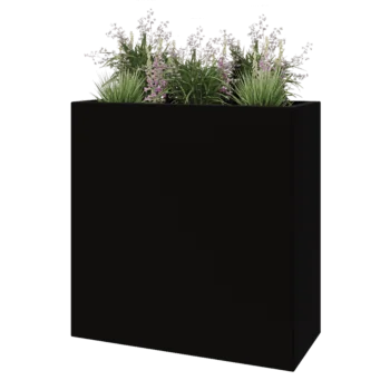 Kruka i polyester - Rektangel - 100 x 40 x 100 cm - RAL9005 matt (svart) - Med botten
