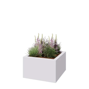 Kruka i polyester - Fyrkant - 100 x 100 x 60 cm - RAL9010 matt (vit) - Med botten