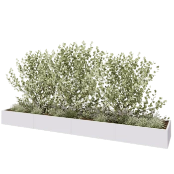 Kruka i stål XXL - Rektangel - 480 x 80 x 40 cm - RAL9010 matt (vit) - Utan bottenplatta