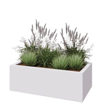 Kruka i polyester - Rektangel - 120 x 60 x 40 cm - RAL9010 matt (vit) - Med botten