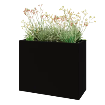 Kruka i polyester - Rektangel - 100 x 40 x 80 cm - RAL9005 matt (svart) - Med botten