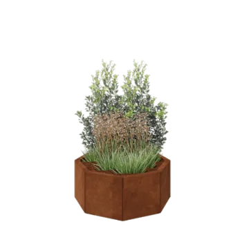 Kruka i cortenstål - Åttakant - 72,4 x 72,4 x 30 cm - Utan bottenplatta