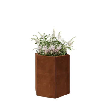 Kruka i cortenstål - Sexkant - 59,3 x 52 x 60 cm - Utan bottenplatta