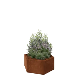 Kruka i cortenstål - Sexkant - 79,3 x 69,3 x 30 cm - Utan bottenplatta