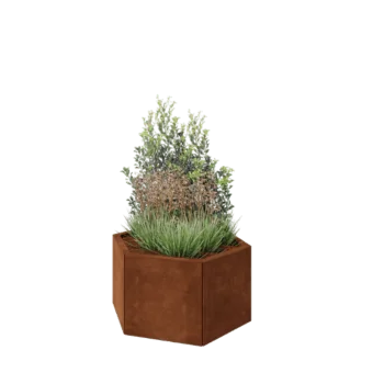 Kruka i cortenstål - Sexkant - 79,3 x 69,3 x 40 cm - Utan bottenplatta