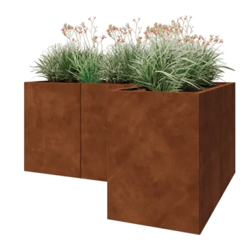 Kruka i cortenstål - L-form - 180 x 120 x 80 cm - Utan bottenplatta