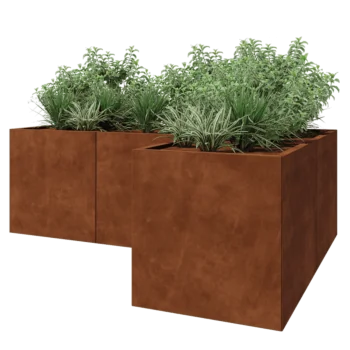 Kruka i cortenstål - L-form - 210 x 140 x 70 cm - Utan bottenplatta