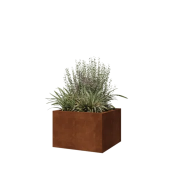 Kruka i cortenstål - Fyrkant - 60 x 60 x 40 cm - Utan bottenplatta