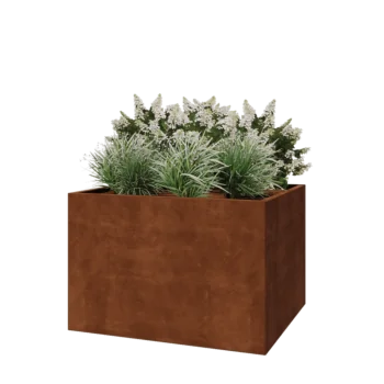 Kruka i cortenstål - Rektangel - 120 x 100 x 80 cm - Med bottenplatta