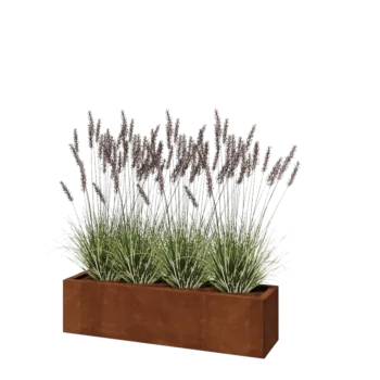 Kruka i cortenstål - Rektangel - 120 x 30 x 30 cm - Utan bottenplatta