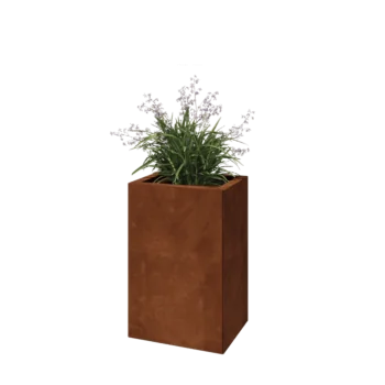 Kruka i cortenstål - Rektangel - 40 x 30 x 60 cm - Med bottenplatta