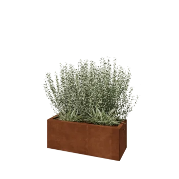 Kruka i cortenstål - Rektangel - 80 x 30 x 30 cm - Med bottenplatta