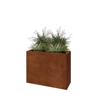 Kruka i cortenstål - Rektangel - 80 x 30 x 60 cm - Med bottenplatta