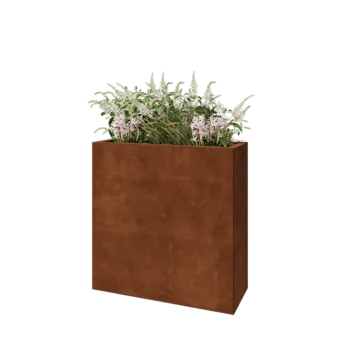Kruka i cortenstål - Rektangel - 80 x 30 x 80 cm - Med bottenplatta