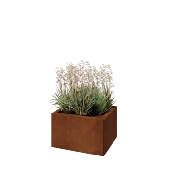 Kruka i cortenstål - Rektangel - 50 x 40 x 30 cm - Med bottenplatta