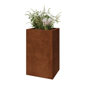 Kruka i cortenstål - Rektangel - 50 x 40 x 80 cm - Med bottenplatta