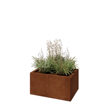 Kruka i cortenstål - Rektangel - 60 x 40 x 30 cm - Med bottenplatta