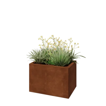 Kruka i cortenstål - Rektangel - 60 x 40 x 40 cm - Med bottenplatta