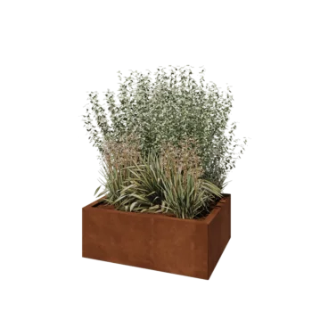 Kruka i cortenstål - Rektangel - 80 x 60 x 30 cm - Utan bottenplatta