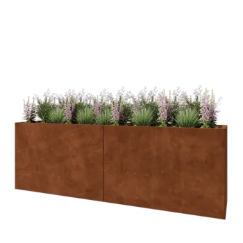 Kruka i cortenstål XXL - Rektangel - 240 x 50 x 80 cm - Utan bottenplatta