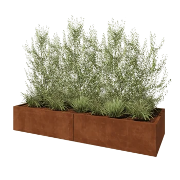 Kruka i cortenstål XXL - Rektangel - 240 x 80 x 40 cm - Utan bottenplatta