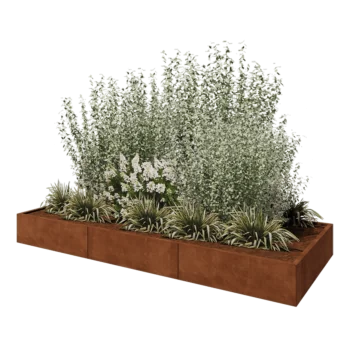 Kruka i cortenstål XXL - Rektangel - 300 x 120 x 30 cm - Utan bottenplatta