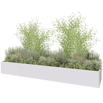 Kruka i stål XXL - Rektangel - 480 x 100 x 60 cm - RAL9010 matt (vit) - Utan bottenplatta
