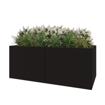 Kruka i stål XXL - Rektangel - 200 x 100 x 80 cm - RAL9005 matt (svart) - Utan bottenplatta