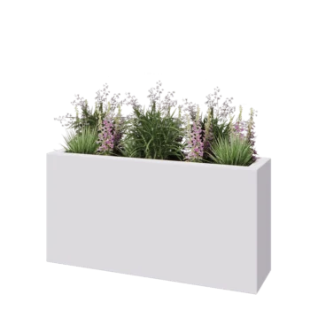 Kruka i polyester - Rektangel - 120 x 30 x 60 cm - RAL9010 matt (vit) - Med botten