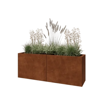 Kruka i cortenstål XXL - Rektangel - 160 x 40 x 60 cm - Med bottenplatta