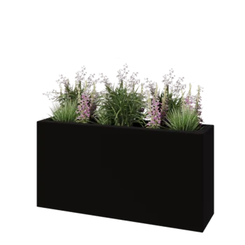 Kruka i polyester - Rektangel - 120 x 30 x 60 cm - RAL9005 matt (svart) - Med botten