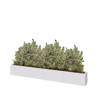 Kruka i stål XXL - Rektangel - 320 x 30 x 40 cm - RAL9010 matt (vit) - Med bottenplatta